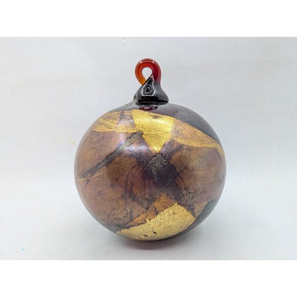 Thames Ornament Hand Blown Art Glass Copper Gold Leaf Hanging Christmas tree - Picture 1 of 13